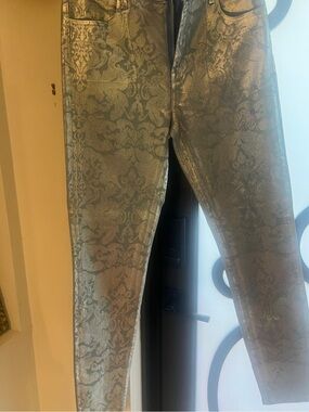 J Brand Baroque Metallic Jacquard Women's Jeans - Silver Patterned